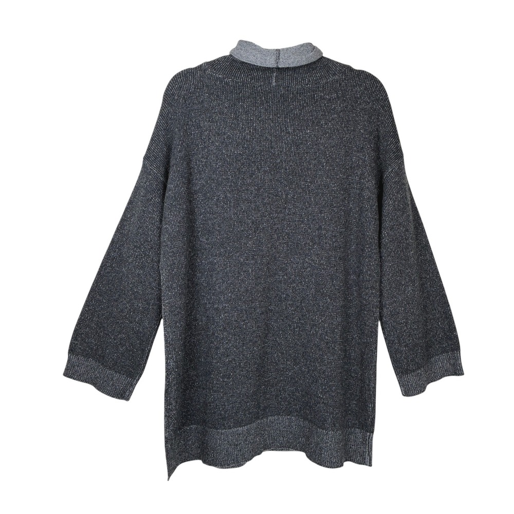 Eileen Fisher Womens Italian Cashmere Turtleneck Sweater Side Slit Size S Grey - Picture 2 of 10